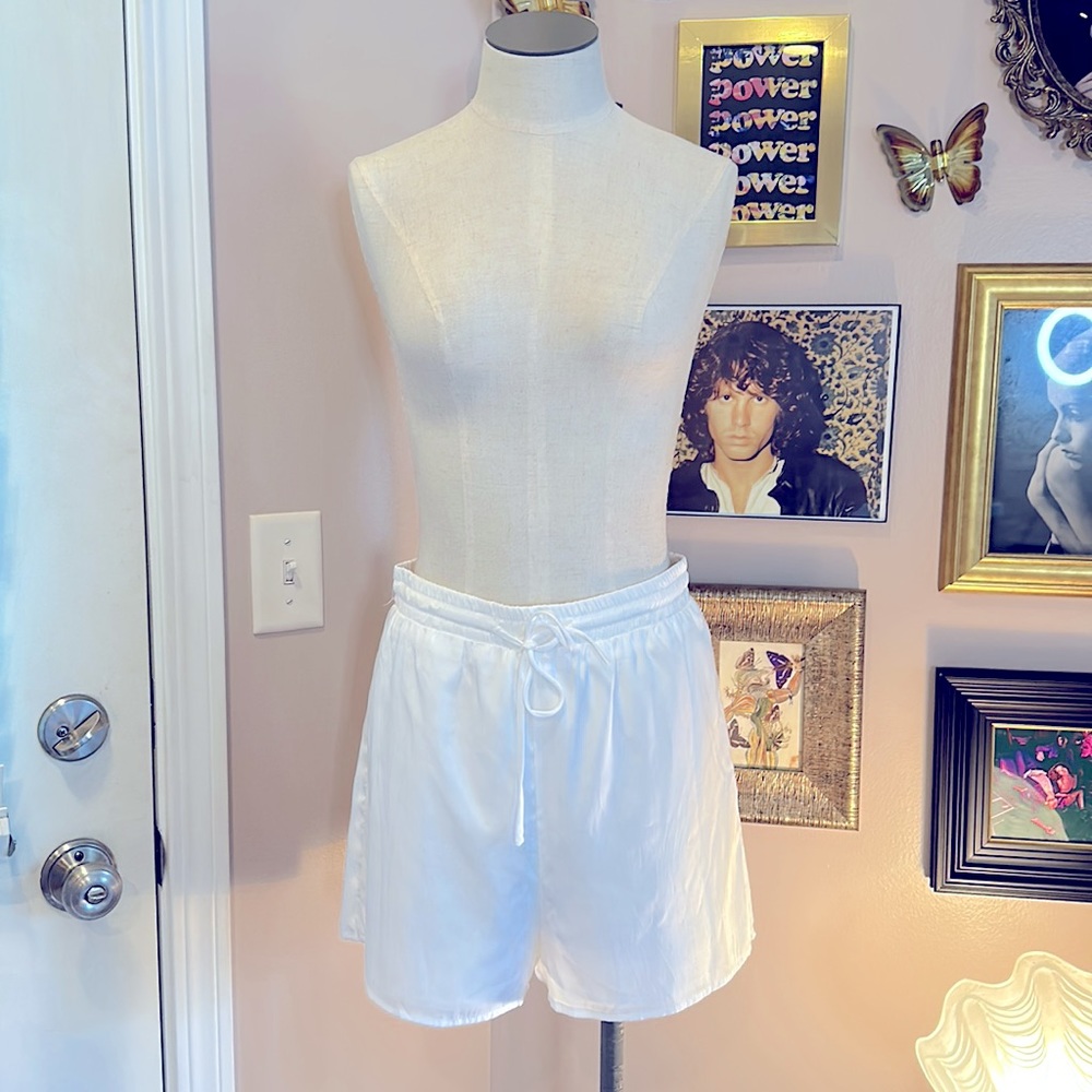 PRINCESS POLLY WHITE DRAWSTRING SHORTS